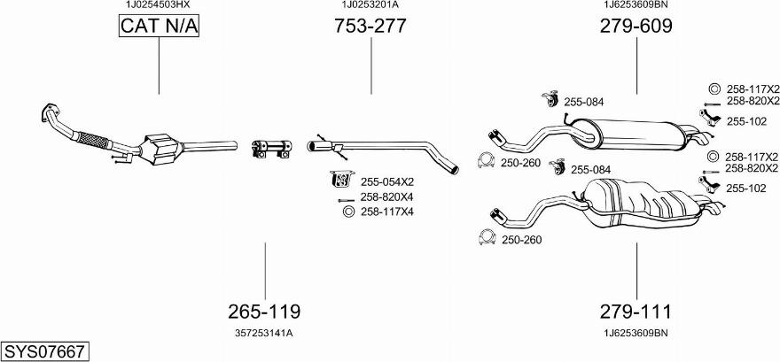 Bosal SYS07667 - Система выпуска ОГ autosila-amz.com