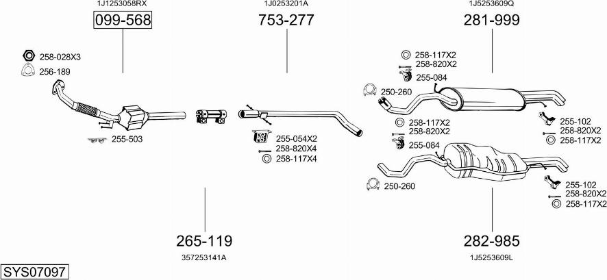 Bosal SYS07097 - Система выпуска ОГ autosila-amz.com