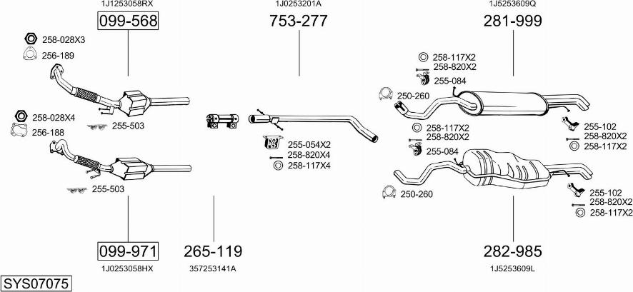 Bosal SYS07075 - Система выпуска ОГ autosila-amz.com