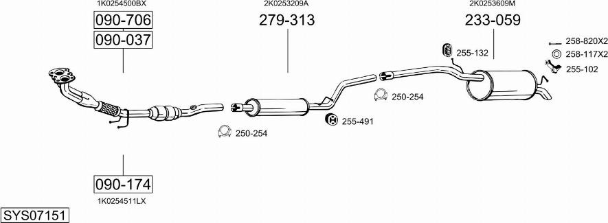 Bosal SYS07151 - Система выпуска ОГ autosila-amz.com