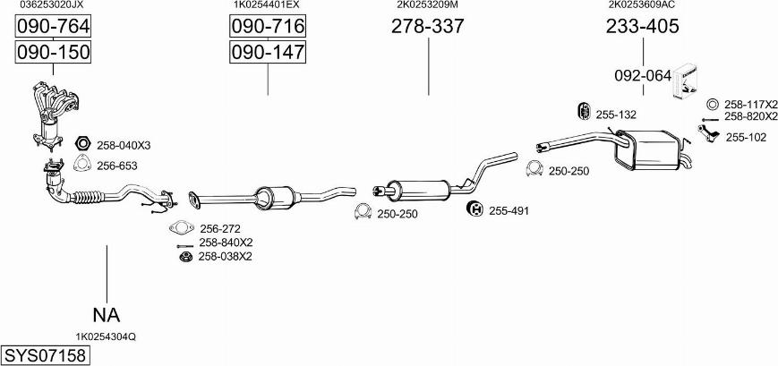 Bosal SYS07158 - Система выпуска ОГ autosila-amz.com