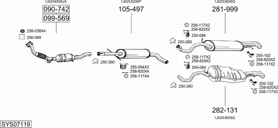 Bosal SYS07119 - Система выпуска ОГ autosila-amz.com