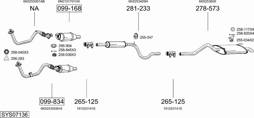 Bosal SYS07136 - Система выпуска ОГ autosila-amz.com