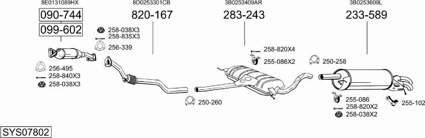 Bosal SYS07802 - Система выпуска ОГ autosila-amz.com