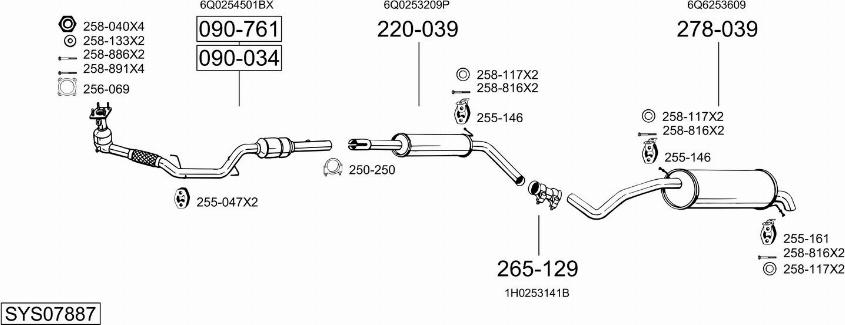 Bosal SYS07887 - Система выпуска ОГ autosila-amz.com