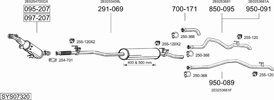 Bosal SYS07320 - Система выпуска ОГ autosila-amz.com