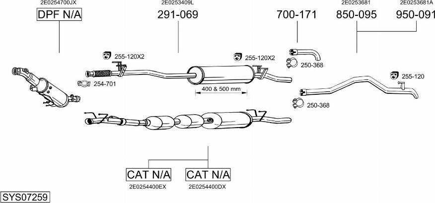 Bosal SYS07259 - Система выпуска ОГ autosila-amz.com