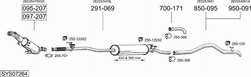 Bosal SYS07264 - Система выпуска ОГ autosila-amz.com