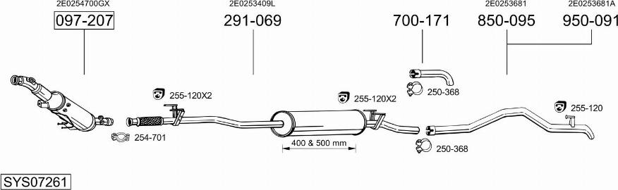 Bosal SYS07261 - Система выпуска ОГ autosila-amz.com