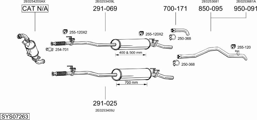 Bosal SYS07263 - Система выпуска ОГ autosila-amz.com