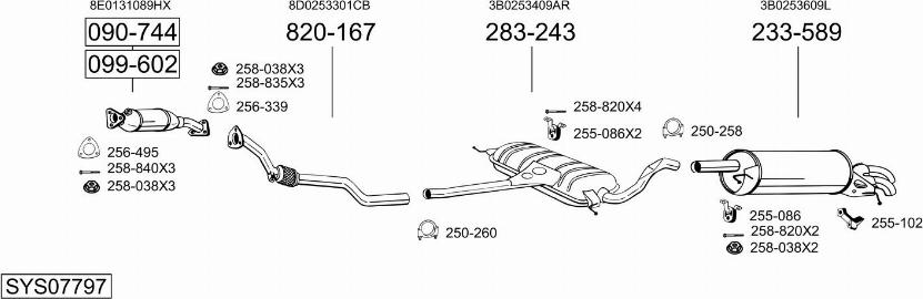 Bosal SYS07797 - Система выпуска ОГ autosila-amz.com