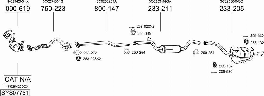 Bosal SYS07751 - Система выпуска ОГ autosila-amz.com