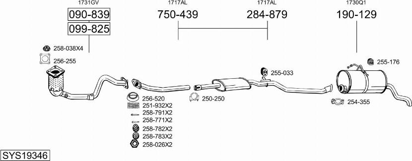 Bosal SYS19346 - Система выпуска ОГ autosila-amz.com