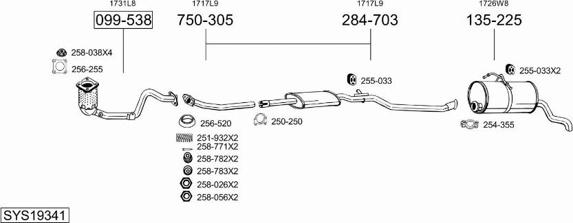 Bosal SYS19341 - Система выпуска ОГ autosila-amz.com