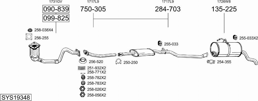 Bosal SYS19348 - Система выпуска ОГ autosila-amz.com