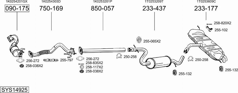 Bosal SYS14925 - Система выпуска ОГ autosila-amz.com