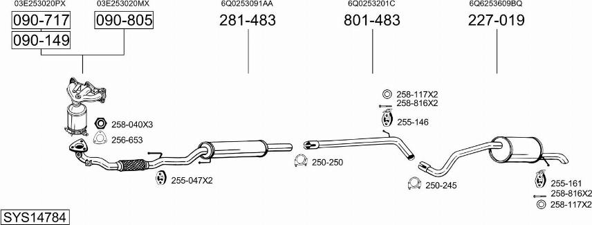 Bosal SYS14784 - Система выпуска ОГ autosila-amz.com