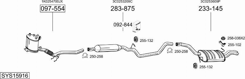 Bosal SYS15916 - Система выпуска ОГ autosila-amz.com