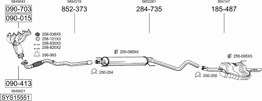 Bosal SYS15551 - Система выпуска ОГ autosila-amz.com