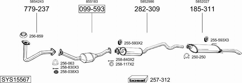 Bosal SYS15567 - Система выпуска ОГ autosila-amz.com