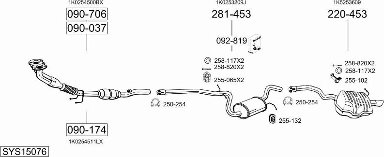 Bosal SYS15076 - Система выпуска ОГ autosila-amz.com