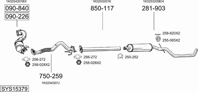 Bosal SYS15379 - Система выпуска ОГ autosila-amz.com