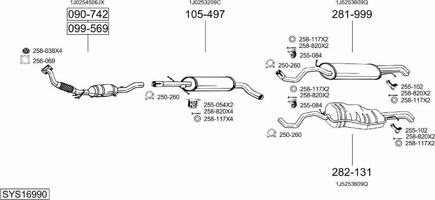 Bosal SYS16990 - Система выпуска ОГ autosila-amz.com