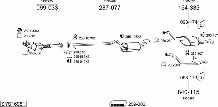 Bosal SYS16951 - Система выпуска ОГ autosila-amz.com