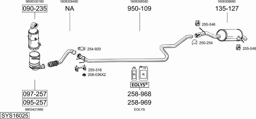 Bosal SYS16025 - Система выпуска ОГ autosila-amz.com