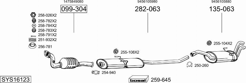Bosal SYS16123 - Система выпуска ОГ autosila-amz.com