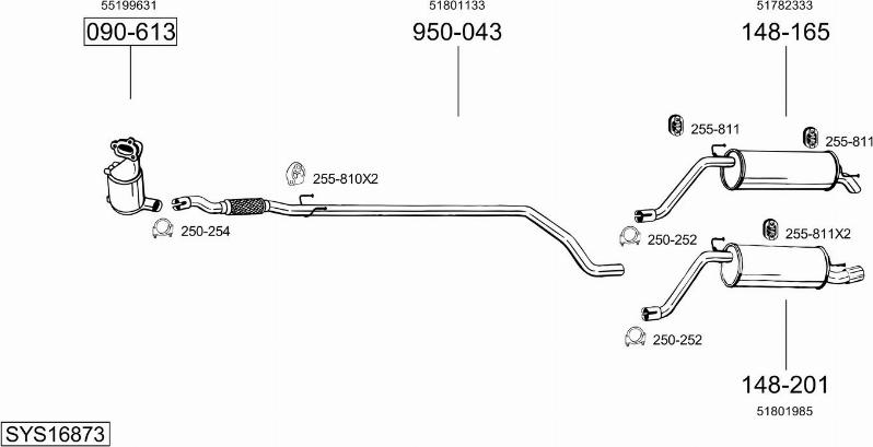 Bosal SYS16873 - Система выпуска ОГ autosila-amz.com