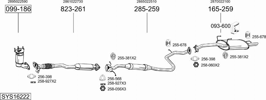 Bosal SYS16222 - Система выпуска ОГ autosila-amz.com