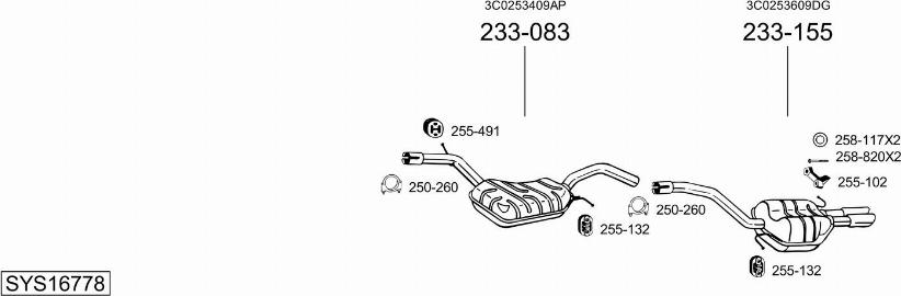 Bosal SYS16778 - Система выпуска ОГ autosila-amz.com