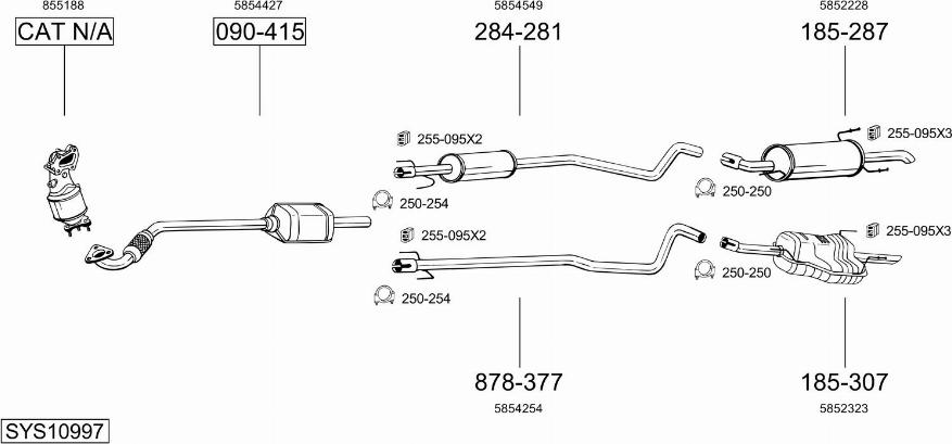 Bosal SYS10997 - Система выпуска ОГ autosila-amz.com