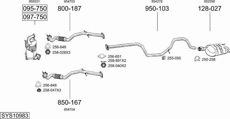 Bosal SYS10983 - Система выпуска ОГ autosila-amz.com