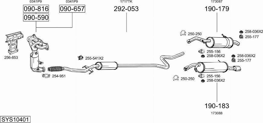 Bosal SYS10401 - Система выпуска ОГ autosila-amz.com