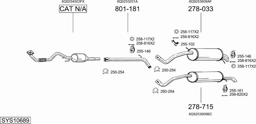 Bosal SYS10689 - Система выпуска ОГ autosila-amz.com