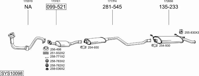 Bosal SYS10098 - Система выпуска ОГ autosila-amz.com