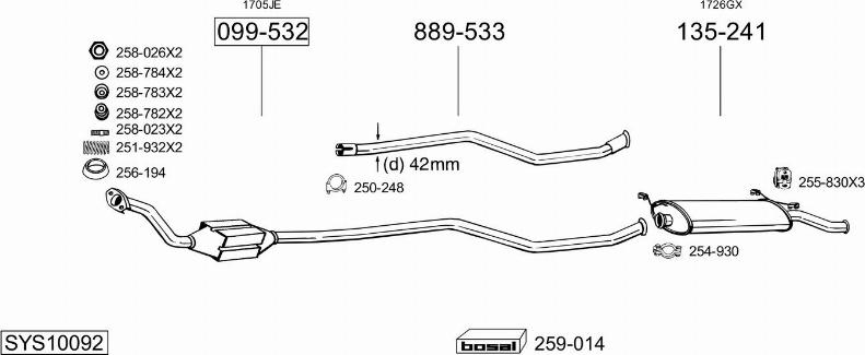 Bosal SYS10092 - Система выпуска ОГ autosila-amz.com