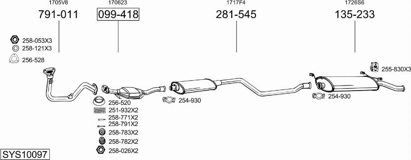 Bosal SYS10097 - Система выпуска ОГ autosila-amz.com