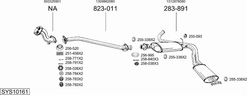 Bosal SYS10161 - Система выпуска ОГ autosila-amz.com