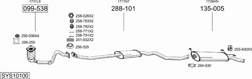 Bosal SYS10100 - Система выпуска ОГ autosila-amz.com