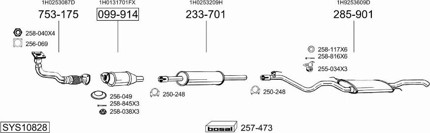 Bosal SYS10828 - Система выпуска ОГ autosila-amz.com