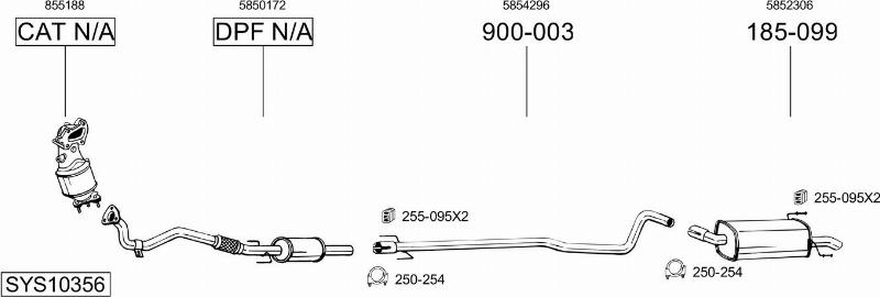 Bosal SYS10356 - Система выпуска ОГ autosila-amz.com