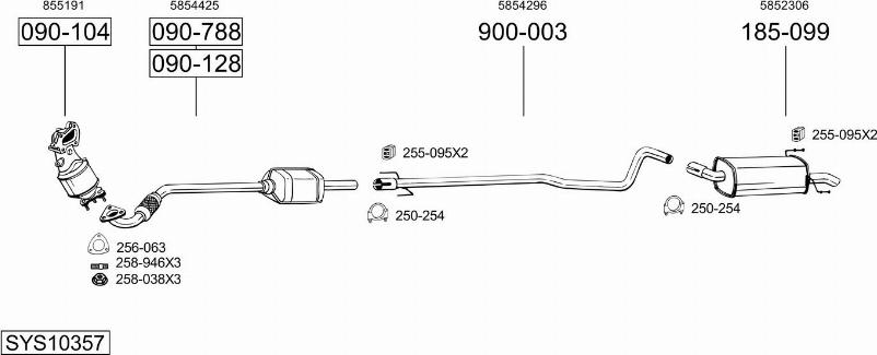 Bosal SYS10357 - Система выпуска ОГ autosila-amz.com