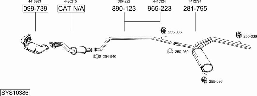 Bosal SYS10386 - Система выпуска ОГ autosila-amz.com