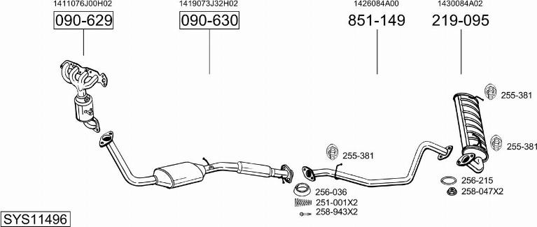 Bosal SYS11496 - Система выпуска ОГ autosila-amz.com