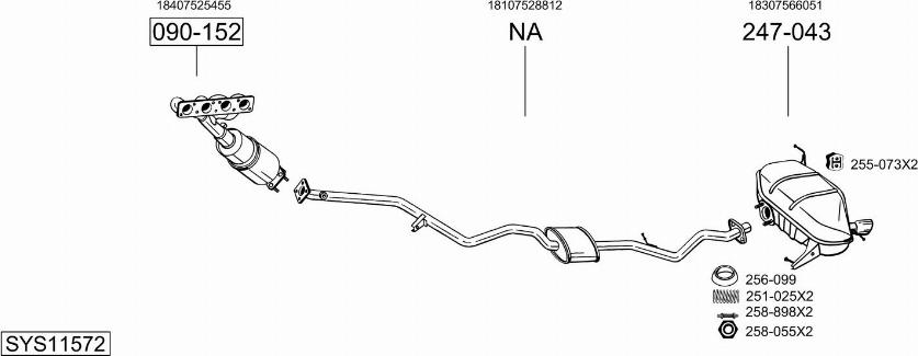 Bosal SYS11572 - Система выпуска ОГ autosila-amz.com