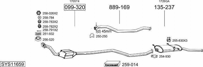 Bosal SYS11659 - Система выпуска ОГ autosila-amz.com