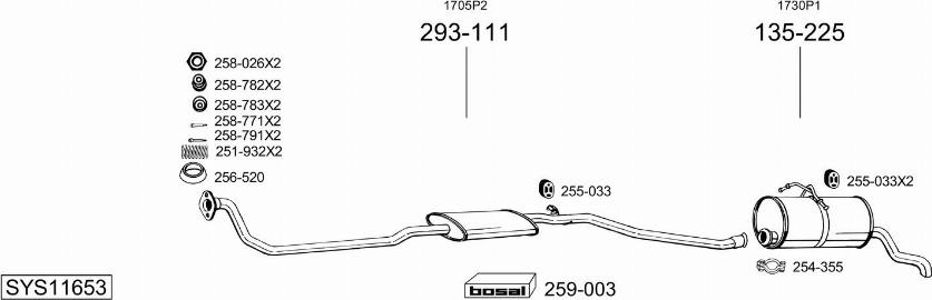 Bosal SYS11653 - Система выпуска ОГ autosila-amz.com